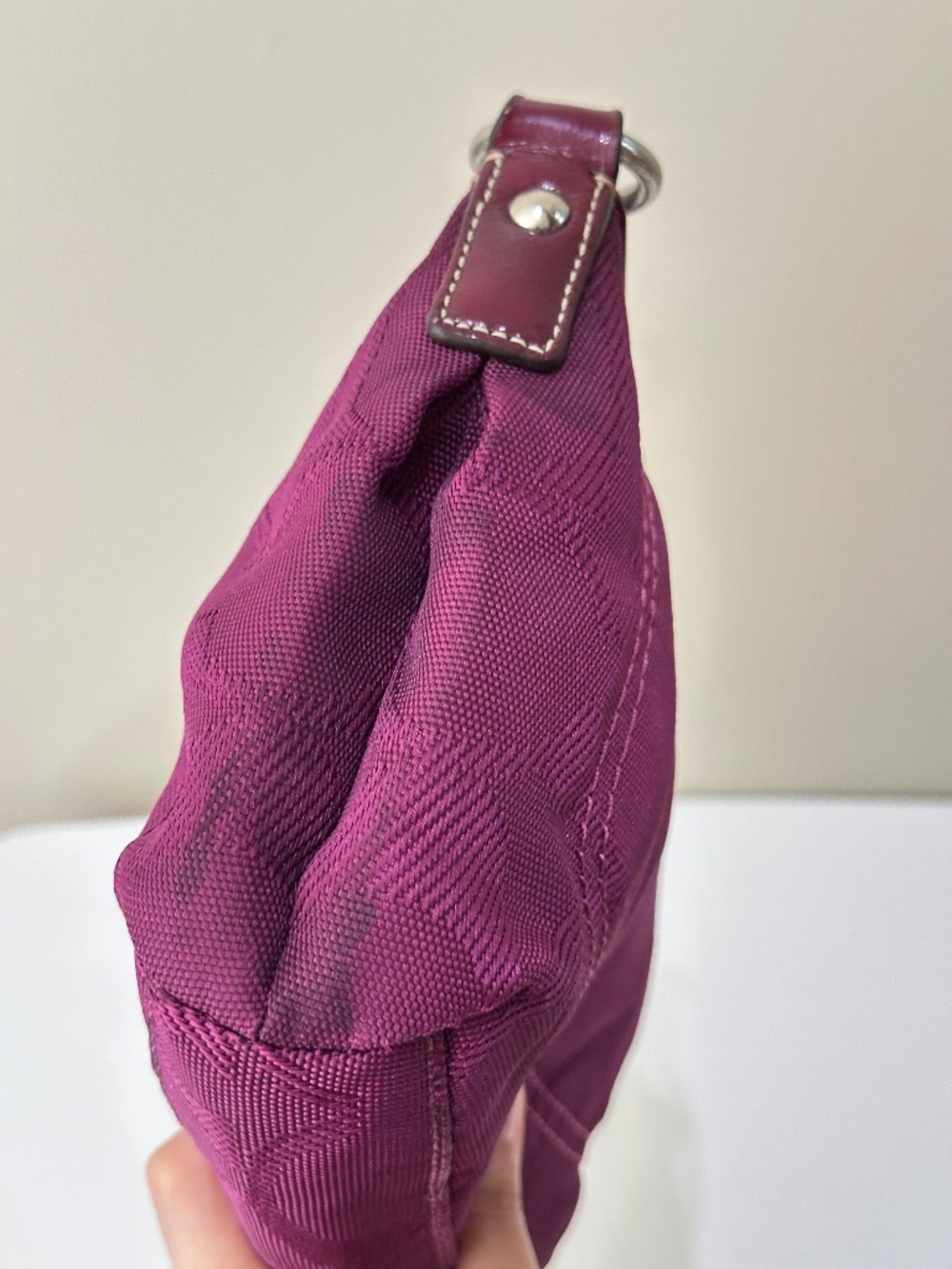 Vintage Y2K Coach Purple Signature Nylon Hobo Shoulder Bag F15233 - Picture 9 of 12